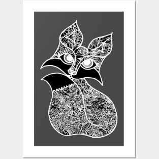 Fox Zentangle - White Posters and Art